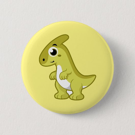 Niedliche Illustration eines Parasaurolophus Dinos Button (Vorderseite)
