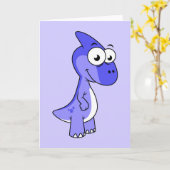 Niedliche Illustration eines Parasaurolophus Dinos Karte (Gelbe Blume)