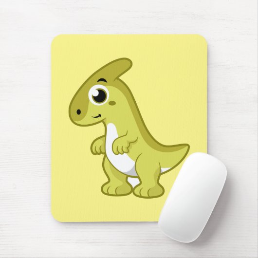 Niedliche Illustration eines Parasaurolophus Dinos Mousepad (Mit Mouse)