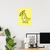 Niedliche Illustration eines Parasaurolophus Dinos Poster (Heimbüro)