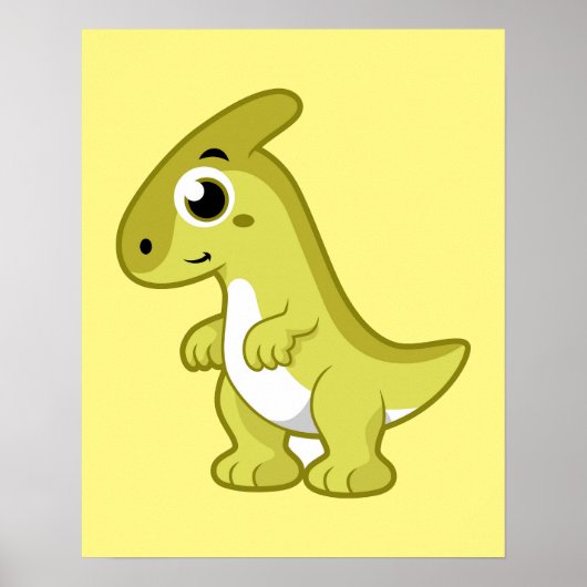 Niedliche Illustration eines Parasaurolophus Dinos Poster (Vorne)