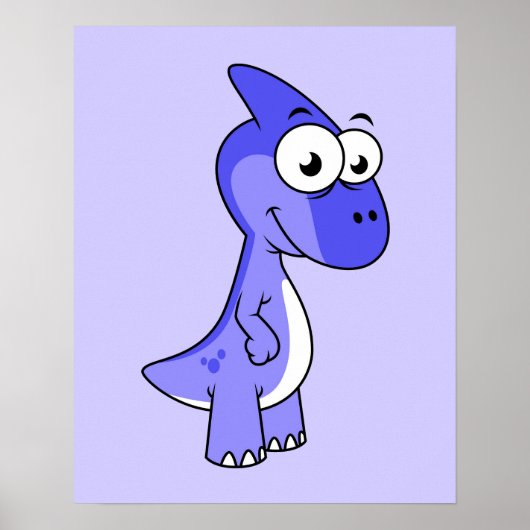 Niedliche Illustration eines Parasaurolophus Dinos Poster (Vorne)