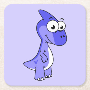 Niedliche Illustration eines Parasaurolophus Dinos Rechteckiger Pappuntersetzer