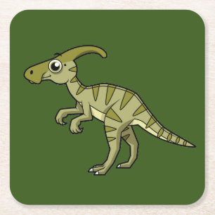 Niedliche Illustration eines Parasaurolophus Dinos Rechteckiger Pappuntersetzer