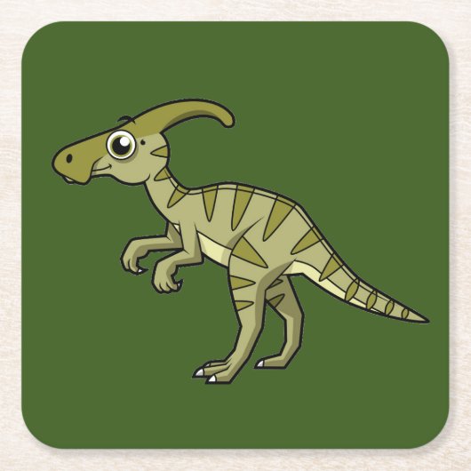 Niedliche Illustration eines Parasaurolophus Dinos Rechteckiger Pappuntersetzer (Vorderseite)