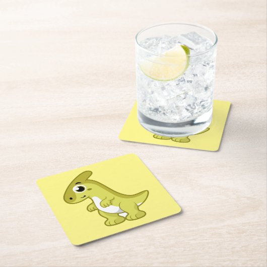 Niedliche Illustration eines Parasaurolophus Dinos Rechteckiger Pappuntersetzer (Vor Ort)