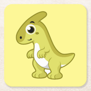 Niedliche Illustration eines Parasaurolophus Dinos Rechteckiger Pappuntersetzer