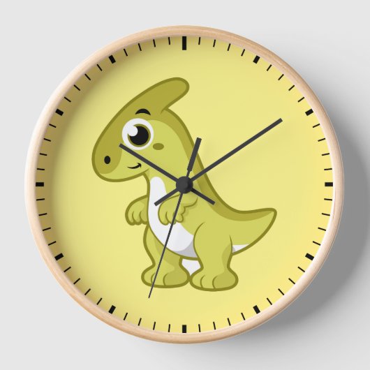 Niedliche Illustration eines Parasaurolophus Dinos Uhr (Vorderseite)
