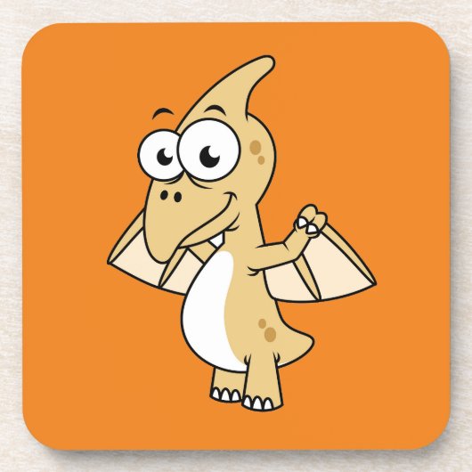 Niedliche Illustration eines Pterodaktyls. 2 Getränkeuntersetzer (Vorderseite)