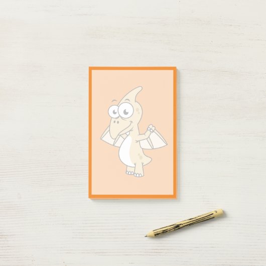 Niedliche Illustration eines Pterodaktyls. 2 Post-it Klebezettel (Auf Schreibtisch)