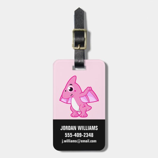 Niedliche Illustration eines Pterodaktyls. Gepäckanhänger (Vorderseite vertikal)