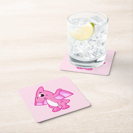 Niedliche Illustration eines Pterodaktyls. Rechteckiger Pappuntersetzer (Vor Ort)