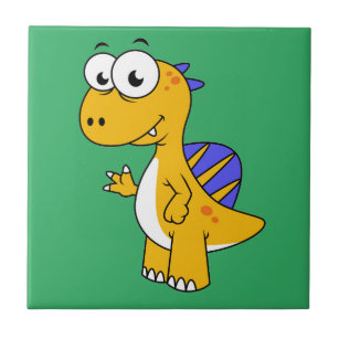 Niedliche Illustration eines Spinosauriers. 2 Fliese