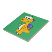 Niedliche Illustration eines Spinosauriers. 2 Fliese (Seite)