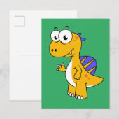 Niedliche Illustration eines Spinosauriers. 2 Postkarte (Vorne/Hinten)