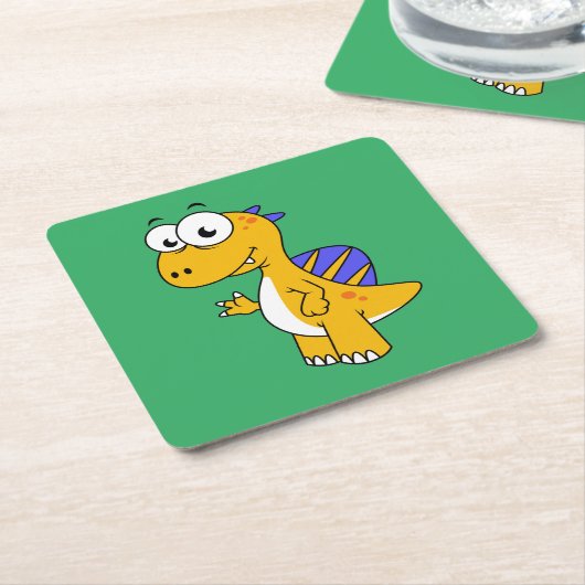 Niedliche Illustration eines Spinosauriers. 2 Rechteckiger Pappuntersetzer (angewinkelt)