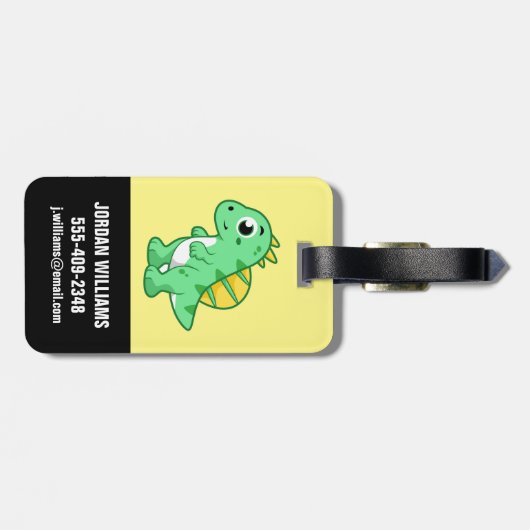 Niedliche Illustration eines Spinosauriers. Gepäckanhänger (Rückseite horizontal)