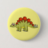 Niedliche Illustration eines Stegosaurus Dinosauri Button (Vorderseite)