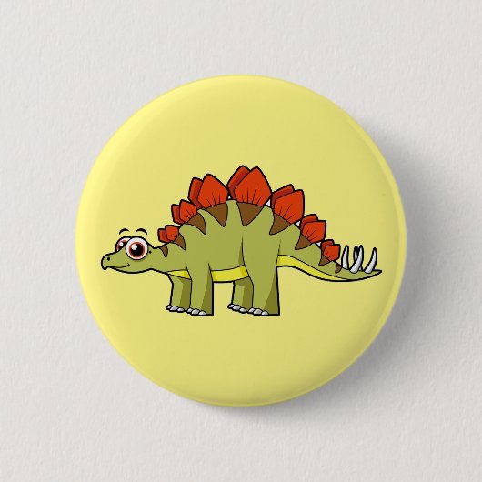 Niedliche Illustration eines Stegosaurus Dinosauri Button (Vorderseite)