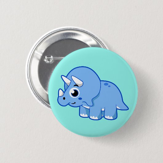 Niedliche Illustration eines Triceratops Dinosauri Button (Vorne & Hinten)