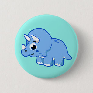 Niedliche Illustration eines Triceratops Dinosauri Button