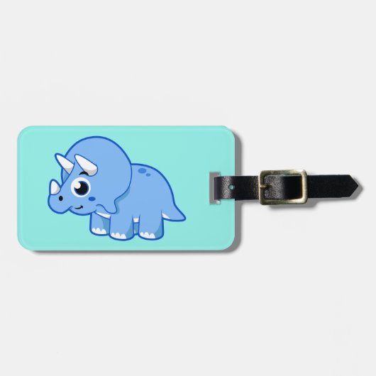 Niedliche Illustration eines Triceratops Dinosauri Gepäckanhänger (Vorderseite horizontal)