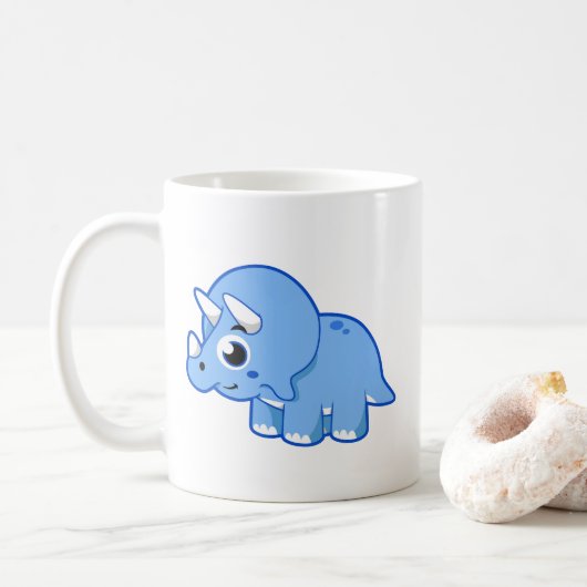 Niedliche Illustration eines Triceratops Dinosauri Kaffeetasse (Mit Donut)
