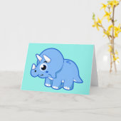 Niedliche Illustration eines Triceratops Dinosauri Karte (Gelbe Blume)