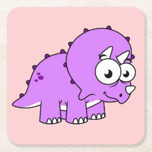 Niedliche Illustration eines Triceratops. Rechteckiger Pappuntersetzer