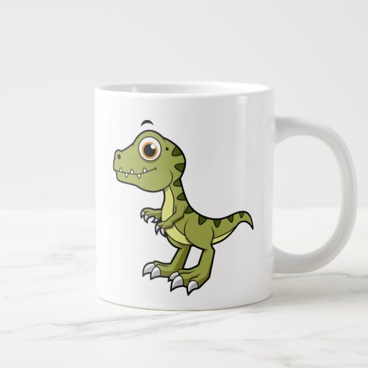Niedliche Illustration eines Tyrannosaurus Rex. Jumbo-Tasse (Rechts)