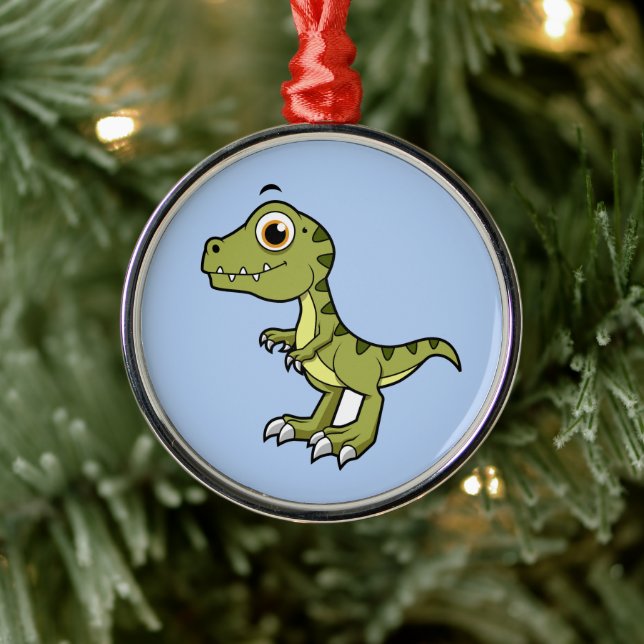 Niedliche Illustration eines Tyrannosaurus Rex. Ornament Aus Metall (Baum)