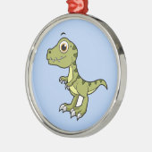 Niedliche Illustration eines Tyrannosaurus Rex. Ornament Aus Metall (Links)