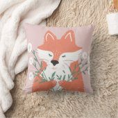 Niedliche Illustration Fox Riechen Blume Kissen (Decke)