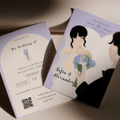 Niedliche Illustration mit QR Code UAWG Wedding Einladung