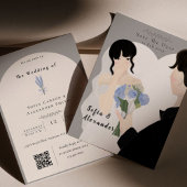 Niedliche Illustration mit QR Code UAWG Wedding Einladung