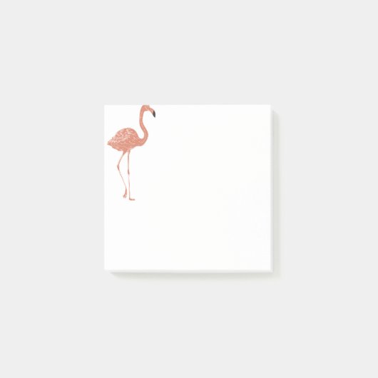 Niedliche Illustration Rotes Flamingo Linocut Post-it Klebezettel (Vorderseite)