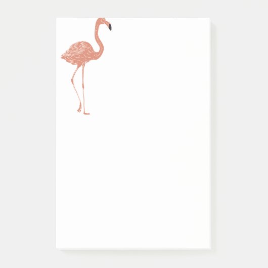 Niedliche Illustration Rotes Flamingo Linocut Post-it Klebezettel (Vorderseite)