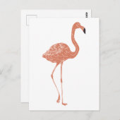 Niedliche Illustration Rotes Flamingo Linocut Postkarte (Vorne/Hinten)