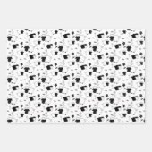 Niedliche Illustration Schwarz-weiß, blau, grün Geschenkpapier Set (Vorderseite)