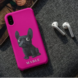 Niedliche Illustration von Black French Bulldog iPhone 16 Hülle