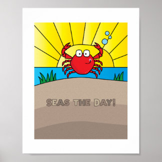 Niedliche Illustration von Crab - Ocean Animal Art Poster