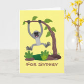 Niedliche Illustration von glücklichen Gibbon-Affe Karte (Gelbe Blume)