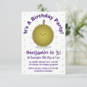 Niedliche Illustration von Happy-Duran-Cartoon Einladung (Stehend Vorderseite)