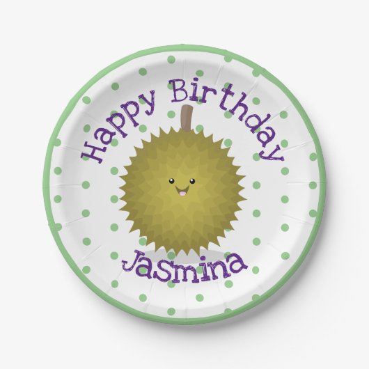 Niedliche Illustration von Happy-Duran-Cartoon Pappteller (Vorderseite)