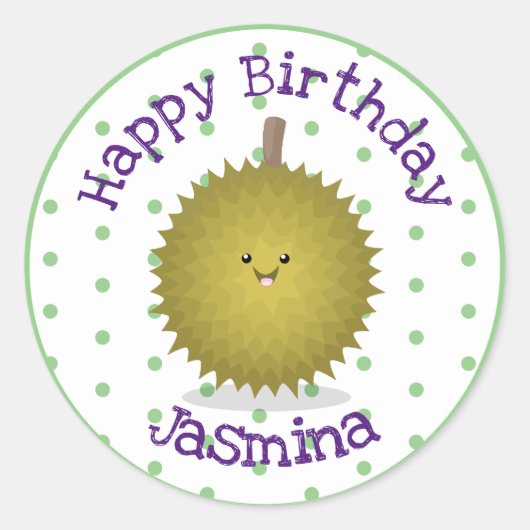 Niedliche Illustration von Happy-Duran-Cartoon Runder Aufkleber (Vorderseite)