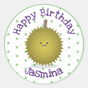 Niedliche Illustration von Happy-Duran-Cartoon Runder Aufkleber