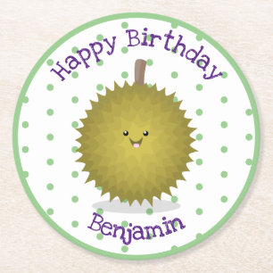 Niedliche Illustration von Happy-Duran-Cartoon Runder Pappuntersetzer