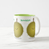 Niedliche Illustration von Happy-Duran-Cartoon Zweifarbige Tasse (VorderseiteRechts)