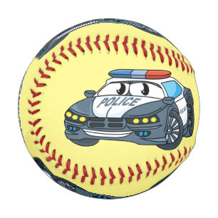 Niedliche Illustration zum Cartoon von Polizeiwage Baseball