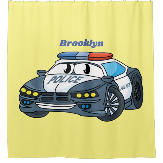 Niedliche Illustration zum Cartoon von Polizeiwage Duschvorhang (Vorderseite)